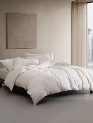 Modern Cotton Melange Jersey Duvet Cover Set, Ivory Grey Heather