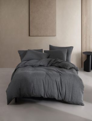 Modern Cotton Melange Jersey Duvet Cover Set, Gunmetal Grey Heather