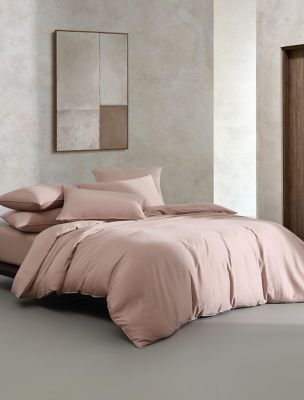 Organic Earth Cotton Sateen Duvet Cover Set, Clay Pink