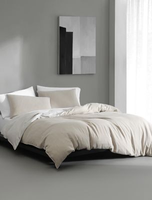 Tencel Reversible Duvet Cover Set, Flax Beige