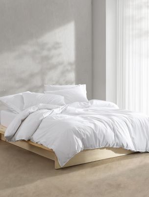Washed Percale Cotton Duvet Cover Set, White