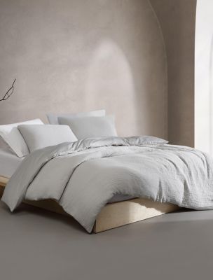 Washed Texture Cotton Jacquard Duvet Cover Set, Aluminum Grey