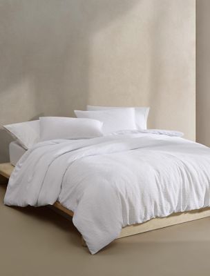 Seersucker Duvet Set, White