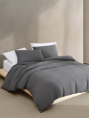 Seersucker Duvet Set, Graphite