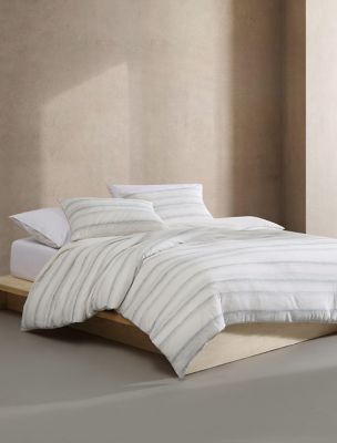 Strie Stripe Duvet Cover Set, Off White