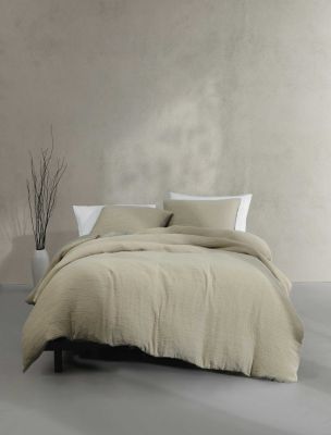 Washed Texture Cotton Jacquard Duvet Cover Set, Absinthe Green
