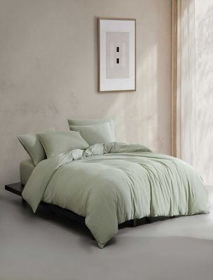 Modern Cotton Melange Jersey Comforter Set, Lichen Green