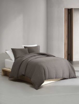 Melange Flannel Duvet Cover Set, Chocolate