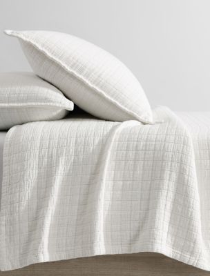 Essential Garment Washed Cotton Jacquard Sham Set, Off White