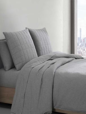 Melange Flannel Sham Set, Silver Grey