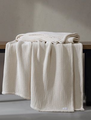 Honeycomb Cotton Blanket, Off White