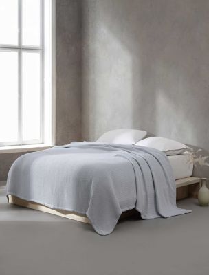 Honeycomb Cotton Blanket, Dawn Blue