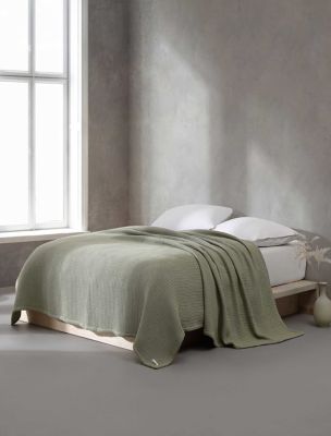 Honeycomb Cotton Blanket, Sage Green