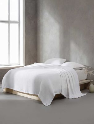 Honeycomb Cotton Blanket, White