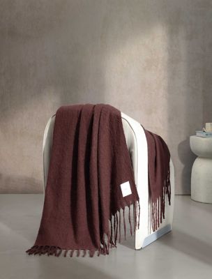 Reversible Fringe Throw Blanket, Garnet