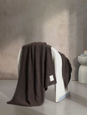 Knitted Throw Blanket, Chocolate Brown