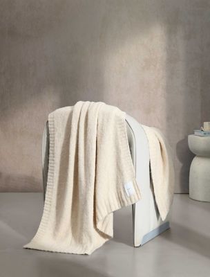 Knitted Throw Blanket, Cream