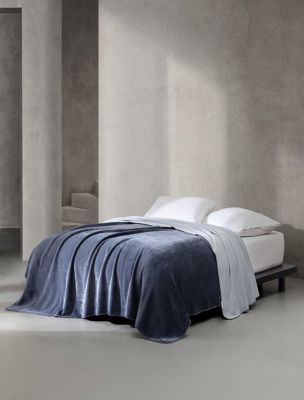 Modern Lush Reversible Blanket, Slate Blue / Dawn Blue