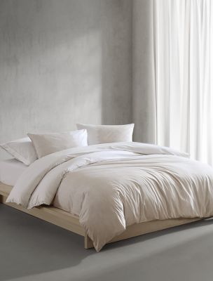 Ikat Pinstripe Cotton Percale Comforter Set, Neutral Pink