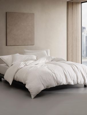 Modern Cotton Melange Jersey Comforter Set, Ivory Grey Heather