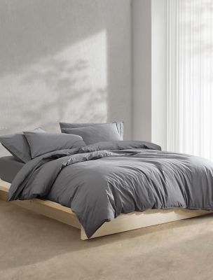 Washed Percale Cotton Comforter Set, Graphite