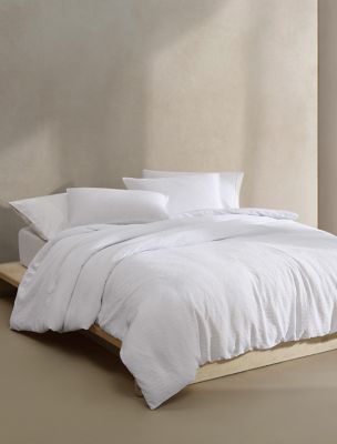 Seersucker Comforter Set, White