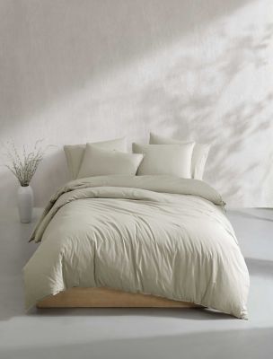 Washed Percale Cotton Comforter Set, Absinthe Green