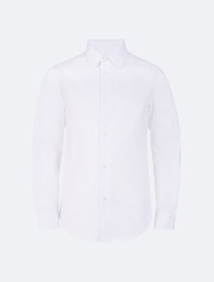 Boys Poplin Button-Down Shirt, White