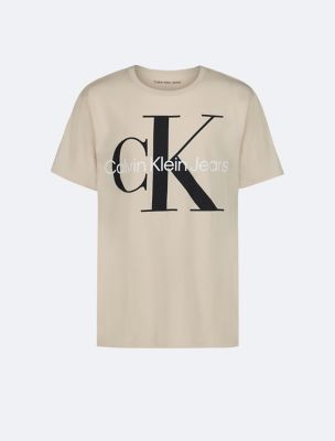 Boys Monogram Logo Classic Crewneck T-Shirt, Oatmeal