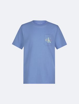 Boys Monogram Logo Pocket T-Shirt, Cornflower