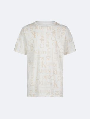 Boys Linear Stripe Logo Tee, White
