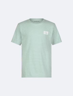 Boys Linear Stripe Logo Tee, Light Sage