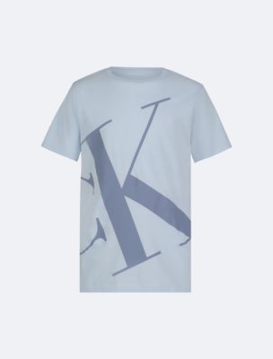 Boys Giant Monogram Logo Tee, Clean Sky