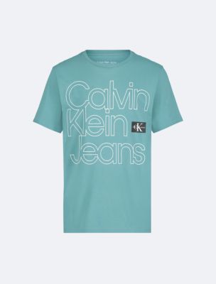 Boys Outline Logo Graphic Classic T-Shirt, Teal