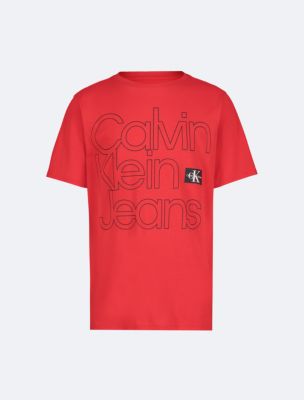 Boys Outline Logo Graphic Classic T-Shirt, Racing Red