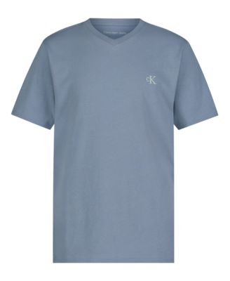 Boys Monogram Logo V-Neck T-Shirt, Faded Denim