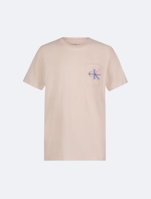Boys Monogram Logo Pocket T-Shirt, Silver Peony