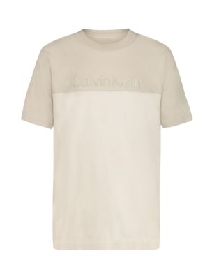 Boys Logo Graphic Dual Tone T-Shirt, Natural Linen