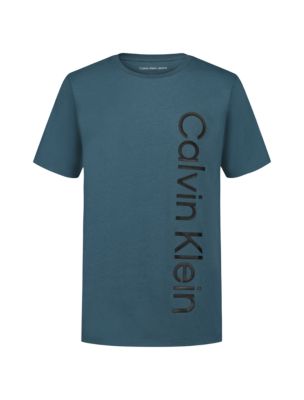 Boys Vertical Logo Graphic Classic T-Shirt, Officer Blue Mini Stripe