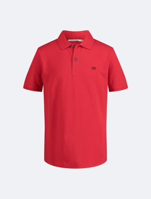 Boys Micro Pique Solid Polo Shirt, Racing Red