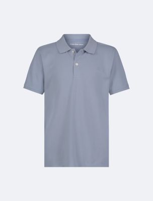 Boys Classic Polo Shirt, Faded Denim