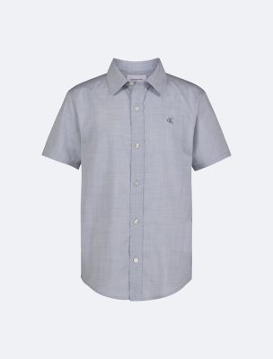 Boys Fine Stripe Classic Button-Down Shirt, Faded Denim