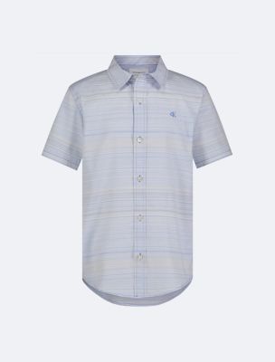 Boys Stripe Classic Button-Down Shirt, Cornflower