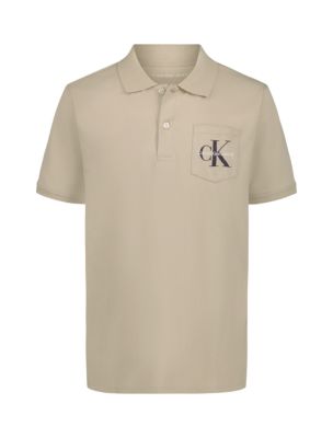 Boys Monologo Classic Polo Shirt, Dark Brown