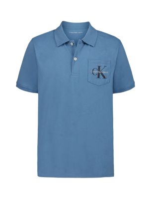 Boys Monologo Classic Polo Shirt, Alpine Blue