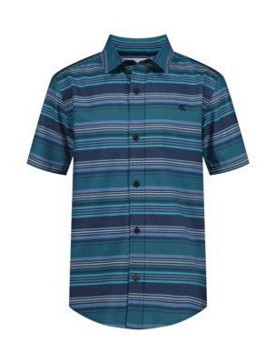 Boys Stripe Classic Button-Down Shirt, Fatigue