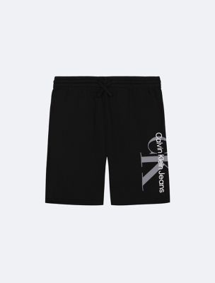 Boys Monogram Logo Graphic Knit Shorts, Black