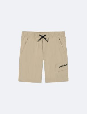 Boys Drawstring Cargo Shorts , White Pepper