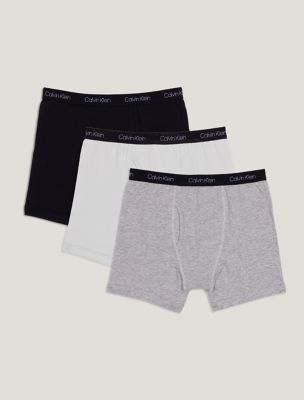 Boys Cotton Stretch 3-Pack Boxer Brief, Heather Gray / Antique White / Black