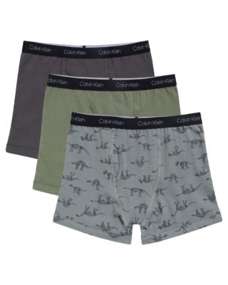 Boys Cotton Stretch 3-Pack Boxer Brief, Gray Dino Multi